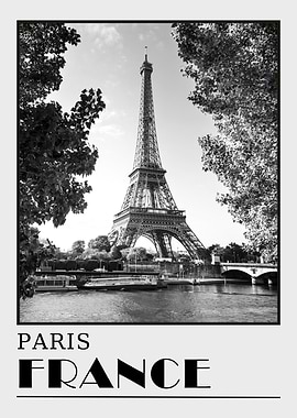 Eiffel Tower Paris Minimalist Travel Poster