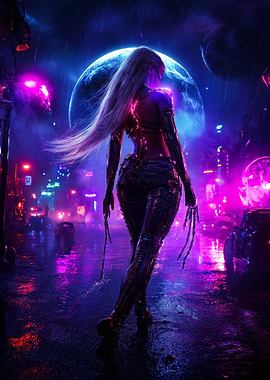Cyberpunk Woman in Neon City