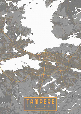 Tampere City Map Finland Bauhaus