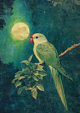 Parrot Under Moonlight