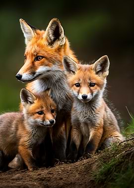Red Fox Family Portrait