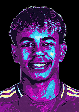 Lamine Yamal Retro Art in Neon Art