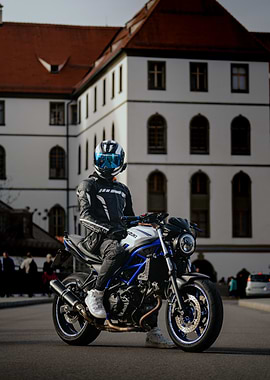 Motorcycle Rider in City