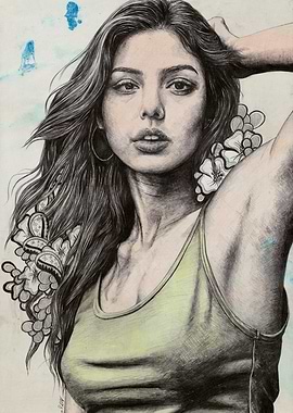 Young woman with doodles