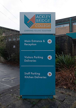 Ackley Bridge Entrance Sign