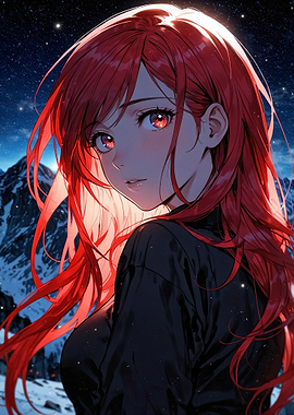 Anime Girl with Red Hair