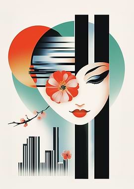 Geisha with Cherry Blossom