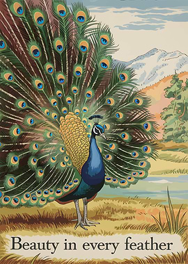 Peacock with Spread Feathers