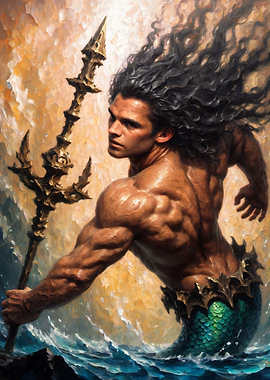 'Guardian of the Abyss' - Merman Painting