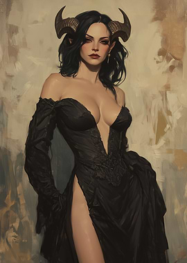 Demon Woman in Black Dress