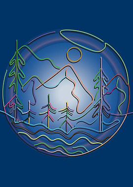 Mountain Landscape Line Art