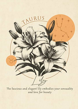 Taurus Zodiac Lily Print