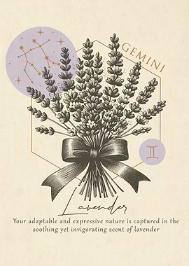 Gemini Zodiac Lavender Print