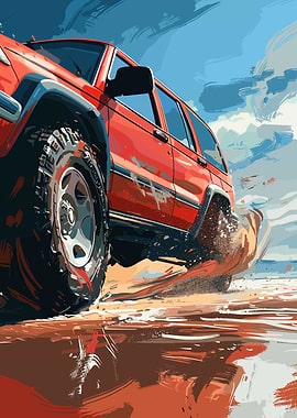 Red SUV Off-Road