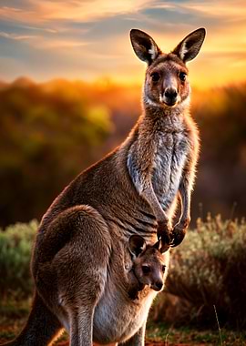Kangaroo Mother and Joey