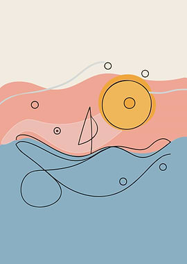 Sailboat Sunset Minimalist Art