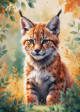 Lynx Kitten Watercolor