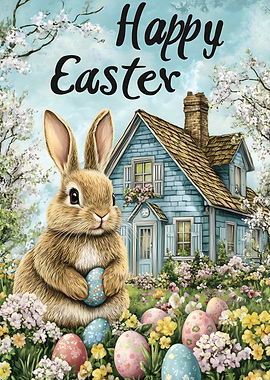 Easter Bunny in Garden