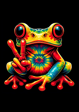 Tie-Dye Frog Peace Sign