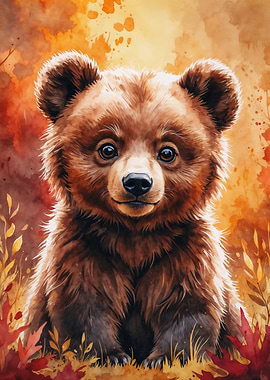 Cute Bear Cub Watercolor
