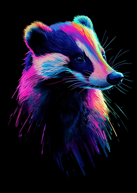 Neon Badger Portrait