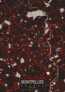 Montpellier City Map France Vector
