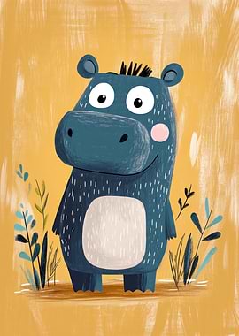 Cute Hippo Illustration