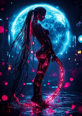 Cyberpunk Woman with Hoop