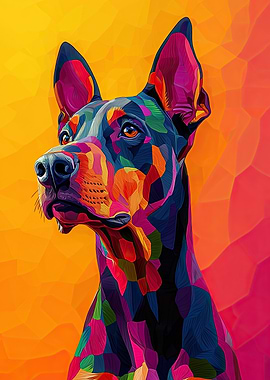 Colorful Doberman Portrait