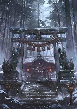 Japanese Shrine in Winter