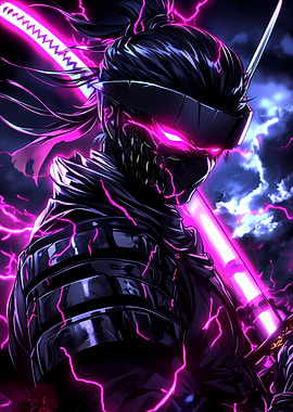 Cyberpunk Ninja with Katana