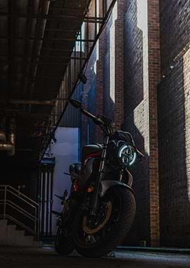 Motorcycle in Urban Alley