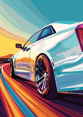 White Sports Car Speeding