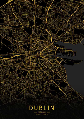 Golden Dublin City Map