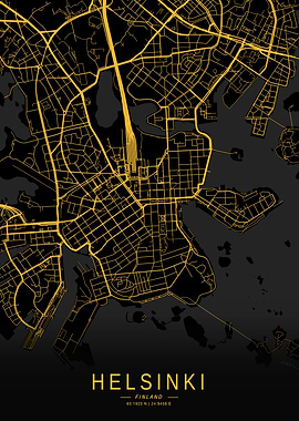 Golden Helsinki City Map