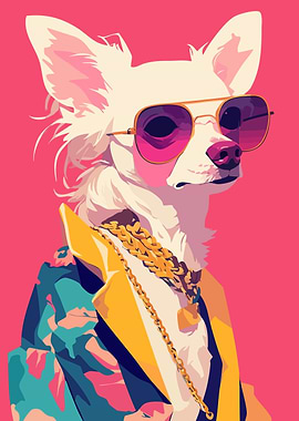 Cool Retro Fashion Chihuahua Minimalist Art