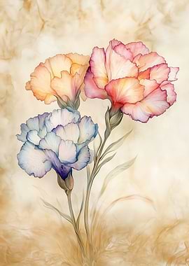 Watercolor Carnations