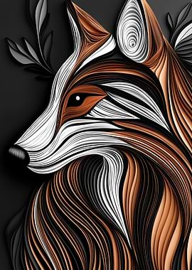 Papercut Fox Portrait