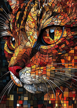 Cat Portrait in Mosaic