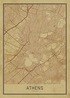 Vintage Athens City Map
