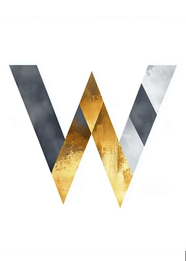 Gold and Grey Letter W