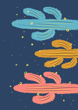 Colorful Cactus Trio