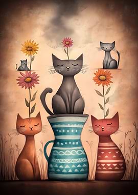 Cats and Flowers