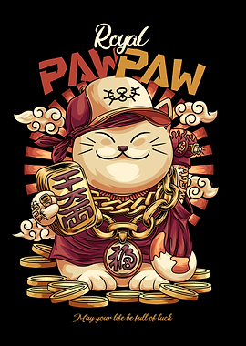 Maneki Neko Hiphop With Text Illustration