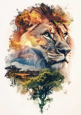 Lion and Savanna