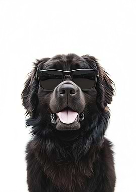 Cool Newfoundland Dog in Sunglasses