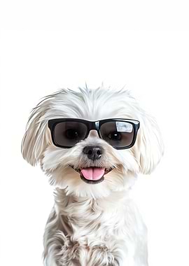 Cool Maltese Dog in Sunglasses