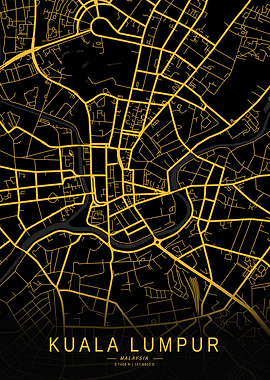 Golden Kuala Lumpur City Map