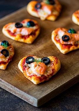 Heart-Shaped Salmon Pizza Bites