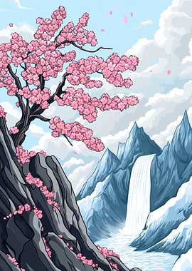 Cherry Blossom Waterfall